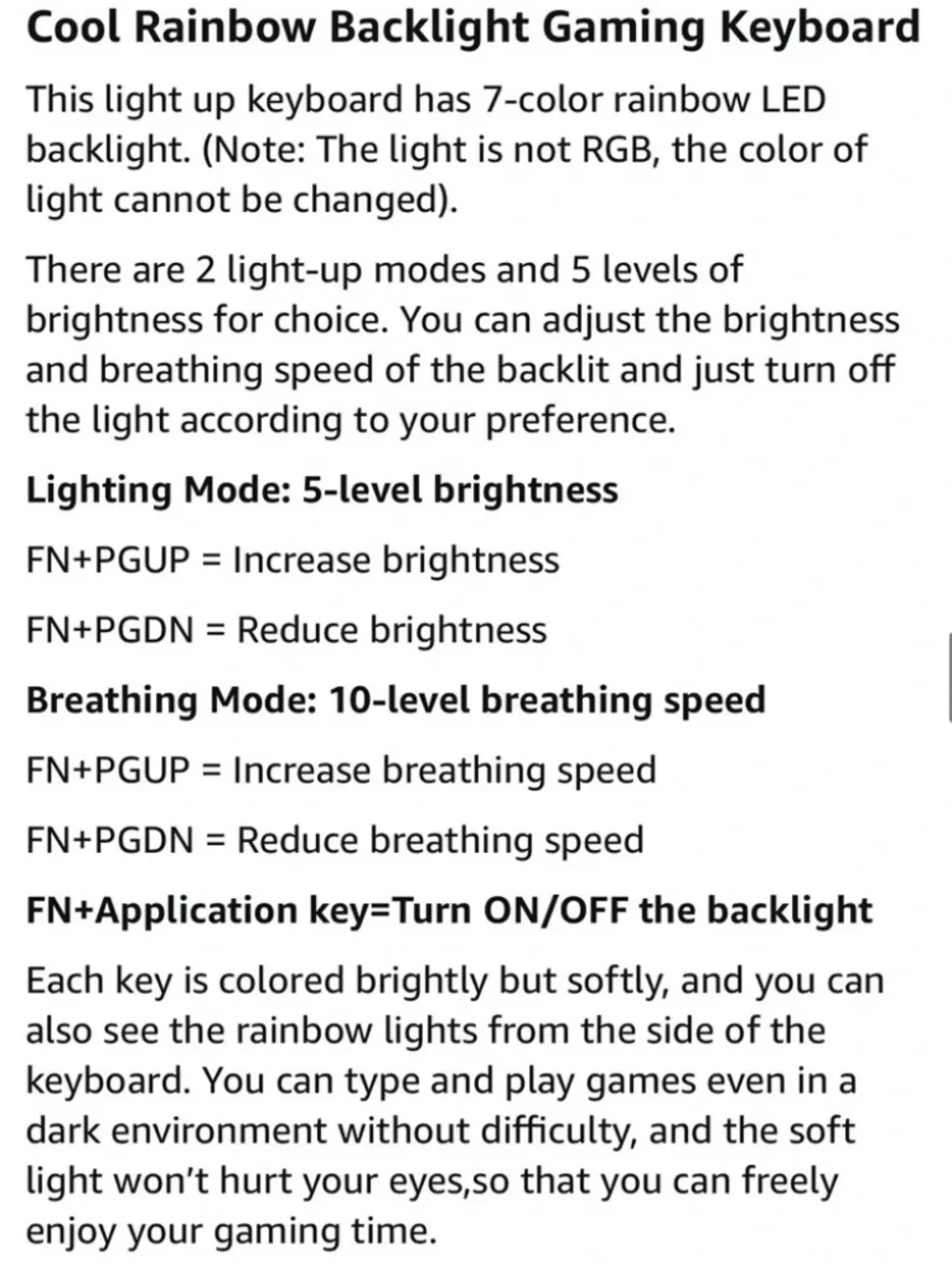 LANGTU Keyboard Lights On or Off USB for MAC and PC